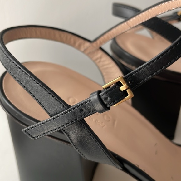 Gucci GG leather mid heel sandals - Picture 4 of 12